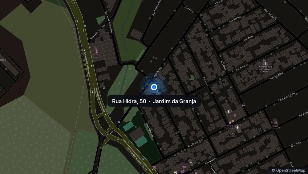 Mapa com a barbearia na Rua Hidra, 50